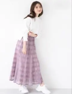 MISCH MASCHミッシュマッシュ レース ロング スカート ラベンダー Fのサムネイル