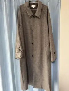 EMMA CLOTHES チェック柄 ステンカラーコート Lサイズ
