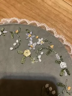 ドイリー バラ柄 グレー