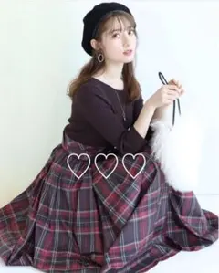 アプワイザーリッシェ　サッシュベルト付きチェックタフタスカート
