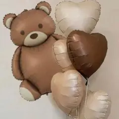 くま　ハートバルーン　風船　誕生日　100日祝い　ハーフバースデー　装飾　1歳