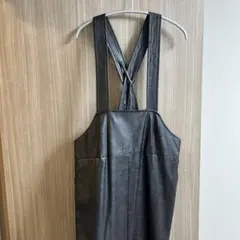 レザー クロスストラップ オーバーオール ブラックGALLARDAGALANTE