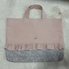 レッスンバック　女の子　フリル　ピンク　さくらんぼ　小花柄　手提げ