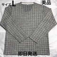renoma レノマ Vネック カットソー ニットセーター 千鳥 グレー メンズのサムネイル