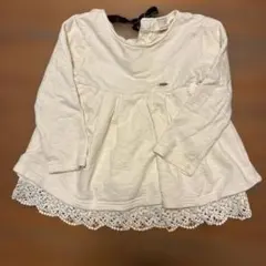 アイボリー 長袖カットソー レース裾　110㎝