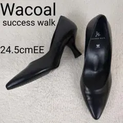【極美品】Wacoal　ワコール　ポインテッドトゥ　レザー　黒　24.5cmEEのサムネイル