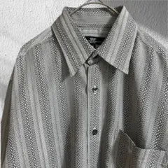 【超美品】アダムアンドイヴ　総柄シャツ　長袖　レトロ　ヴィンテージ風　縦模様