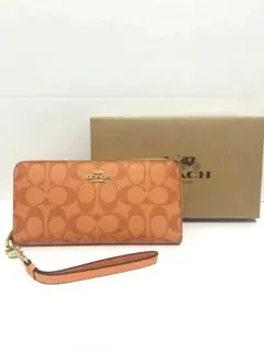 極美品】コーチ 長財布 レディース シグネチャー マイアミレッド COACH