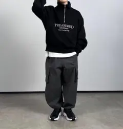 GU ドライワイドカーゴジョガーパンツ 130 ブラック