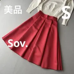 美品✨ソブsovピンク　フレアスカート ミモレ丈　Sのサムネイル