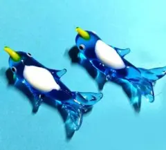✫レトロポップ✫ガラス製 イルカの箸置き 2個セット