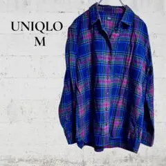 【UNIQLO】【M】オープンシャツ　レディース　コットン　チェック柄　秋冬
