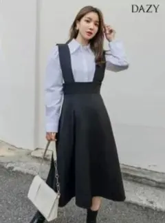 値下げ SHEIN DAZY ジャンパースカート サロペットスカート L 黒のサムネイル