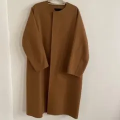DRAWER キャメル ノーカラー リバーコート 36