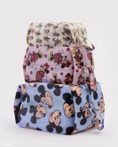"BAGGU" ミッキー＆ミニー　3Dジップポーチ 3点セット　3D　新品のサムネイル
