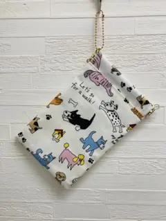 バネ口ポーチ　ラミネート　犬