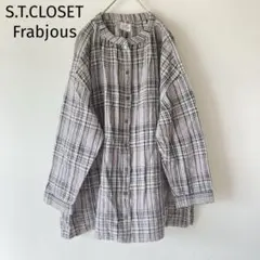 S.T.CLOSET ブラウス　リネン・綿混　チェック柄　ゆったり　ナチュラルのサムネイル