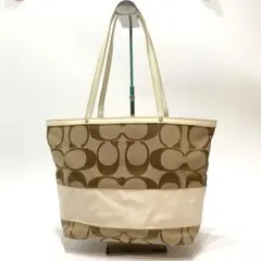 【美品】COACH コーチ トートバッグ ベージュ シグネイチャー キャンバス