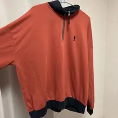 【美品】U.S. POLO ASSN. ハーフジップ ロゴ刺繍 オレンジ　L