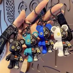 くま キーホルダー キーリング ロボット ブルー