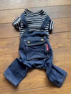 ストライプデニムオーバーオール犬服