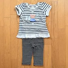 新品 未使用petit main 刺繍が可愛いストライプTシャツとレギンのサムネイル