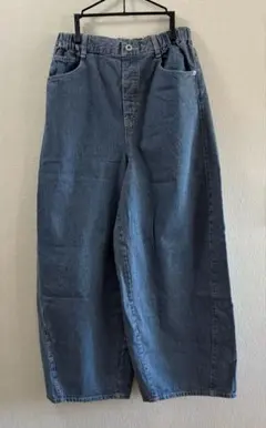 バギーバレルデニムパンツ　ヒッコリー柄のサムネイル