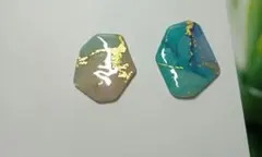 【⭐️金具選べます⭐️】レジンピアス　大ぶり　ターコイズ　パープル　32mm程度