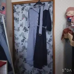 新品【CECIL McBEE】ロングワンピース　ストライプ柄　ネイビー