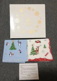 新品 銀座 和光 WAKO 刺繍 ハンカチ クリスマス 2枚setのサムネイル