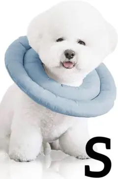 エリザベスカラー ソフト 調整可能 軽量 柔らかい 防水 ブルー Sサイズ