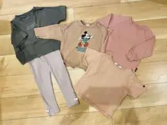 100 女の子 春夏 ナチュラル 5点セット くすみカラー 保育園着 ミッキー