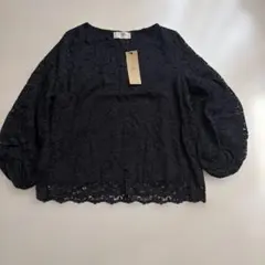 新品 rps 総レース 長袖ブラウス ブラック
