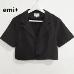 emi+ エミプラス クロップド丈半袖 サマージャケット ブラック Мのサムネイル