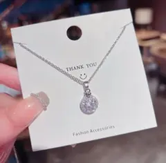 NT3 大粒ネックレス　一粒　シルバー　ダイア　ペンダント　高級感　ハート