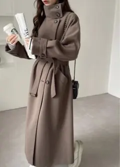 コート　スタンドカラーコート　ブラウン　andme