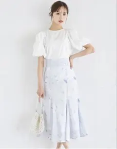 tocco closet luxe フラワープリントマーメイドフレアスカート