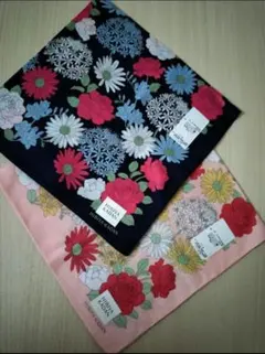 ２枚セット　日比谷花壇　フラワーデザイン　大判ハンカチ　大きめサイズ　新品