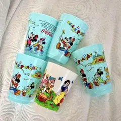 レトロ　ミッキーマウス スノーホワイト　プラスチックカップ 5個セット