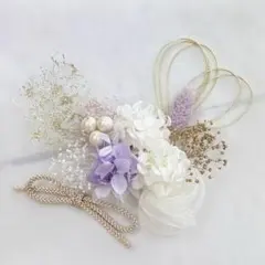 ドライフラワー髪飾り　成人式　結婚式　卒業式　水引　ヘッドパーツ