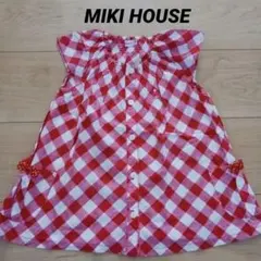 美品 MIKI HOUSE 赤と白のチェック柄ブラウス 110cm