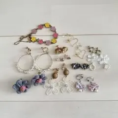 アクセサリー 10点セットまとめ売りイヤリング 花 フラワー ガーリー 韓国風