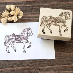 スタンプ＊鞍付きの馬 2026年賀状にも♪｜オリジナル はんこ
