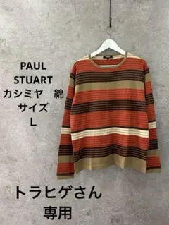 PAUL STUART/ Ｌサイズ/ストライプ柄長袖ニットセーター
