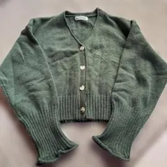 GANGWEI グリーン クロップドカーディガン