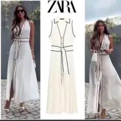 ZARA ドット柄ミディシャツワンピース
