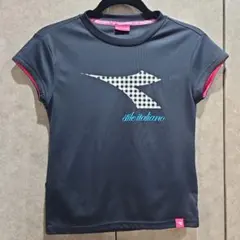 diadora テニス Tシャツ ネイビー チェック