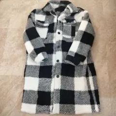 ボア　 白黒チェック柄　ジャケット　アウター