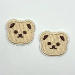 2個セット 刺繍ワッペン 熊 動物 茶色 アップリケ 園児［HARE］DB060