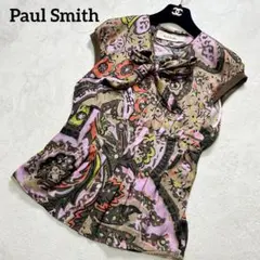 極美品♡ポールスミス　ボウタイブラウス　シルク100% プリーツ　レース　花柄